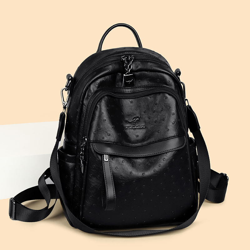 双肩包女2025新款韩版时尚百搭软皮女士背包大容量旅行妈妈双肩包