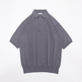 fitting舒适透气polo针织衫 岩灰色干练翻领多扣优质棉混纺Loose