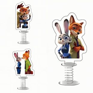 新款 疯狂动物城2弹簧摇摇乐尼克朱迪电影周边车载摆件送朋友礼物