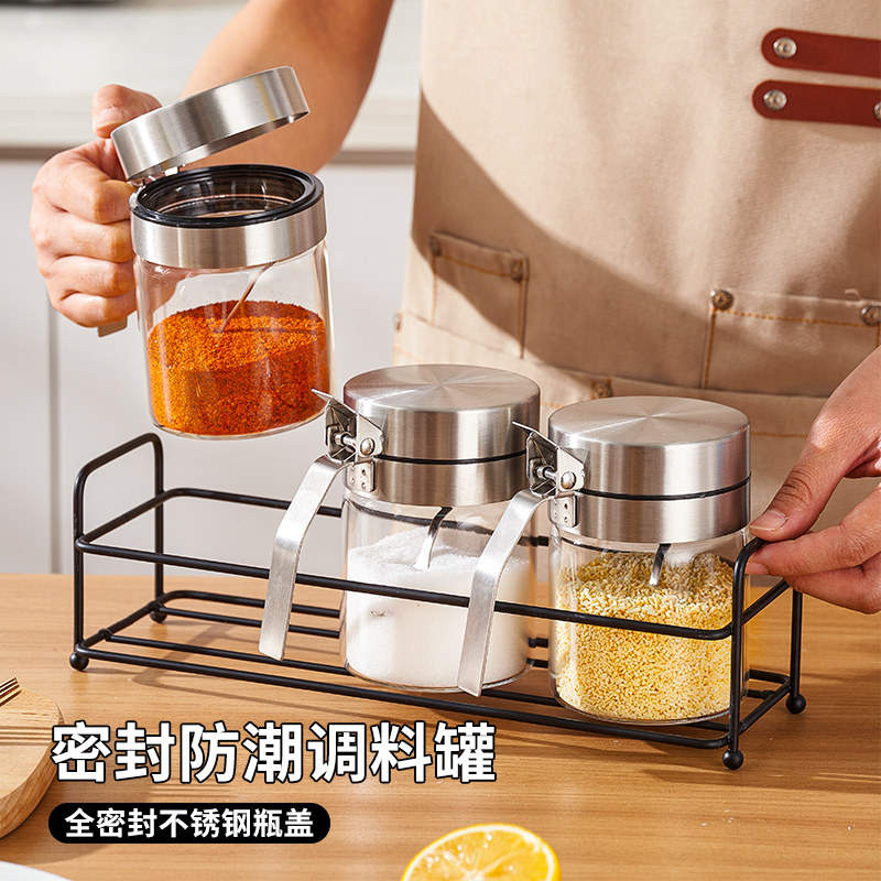 【一按开盖】调味料罐304不锈钢图片