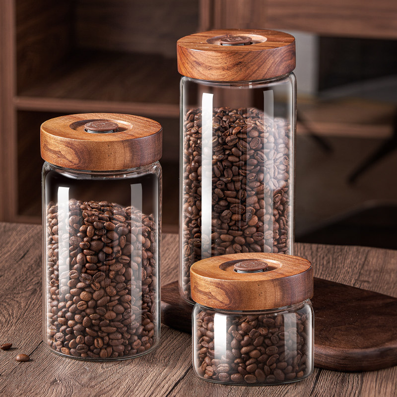 咖啡豆密封罐保存罐食品级玻璃咖啡粉储存罐专用茶叶收纳罐空瓶子