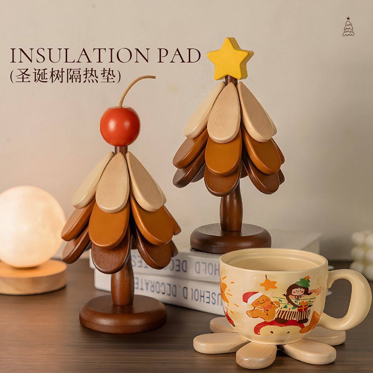 圣诞树隔热垫创意餐垫桌杯垫实木防烫耐高温锅垫餐边柜摆件装饰品,餐饮具,餐垫,淘宝优惠券,粉丝福利购,淘宝优惠卷