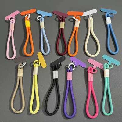 手机挂绳手机链含夹片盖固纯色挂绳ccd相机短绳女款防掉钥匙扣ins