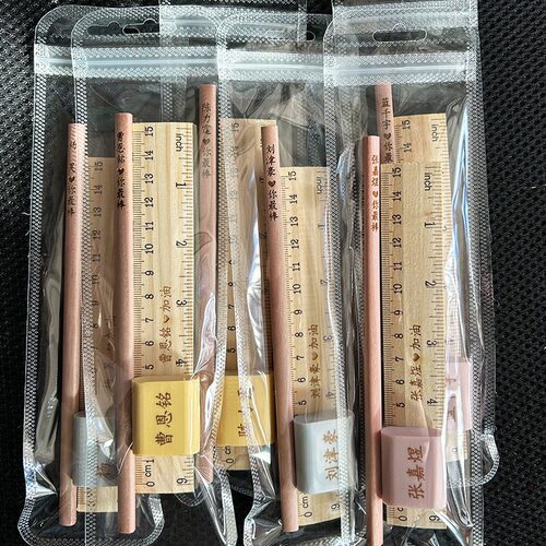 个性定制小学生专用2b铅笔儿童直尺橡皮刻字刻名字木质套装礼品hb