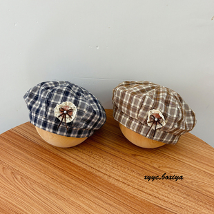 八角帽男女童英伦南瓜贝雷帽防风儿童秋冬云朵帽 宝宝帽子春秋韩版