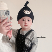 婴儿帽子春秋季 可爱男女宝宝纯棉新生儿无骨胎帽小月龄护囟门护头