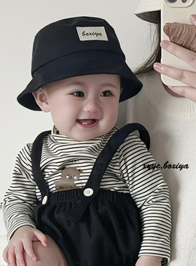 韩版宝宝帽子春秋款水桶盆帽婴儿渔夫帽男女童遮阳儿童夏薄防晒帽