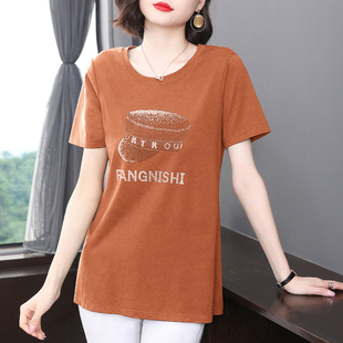 t恤女夏装 胖mm黑色体恤衫 短袖 2025新款 宽松显瘦上衣服 大码 中长款