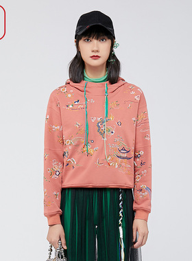 渔女装卫衣女款新款春秋带帽满身重工国风绣花女上衣FGGA2508