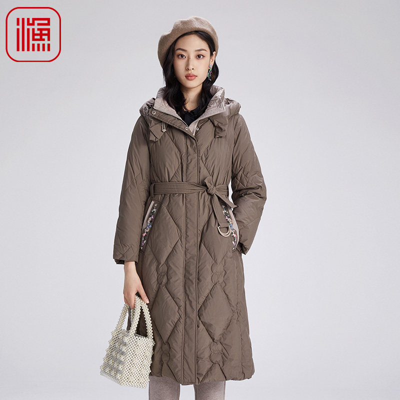 渔2024新款中长款加厚羽绒服