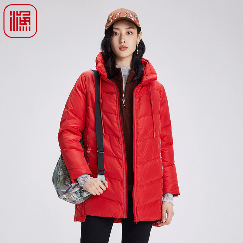 渔女装女士羽绒服冬季新款加厚高领鸭绒抽绳羽绒外套FGGD5078