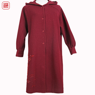 漁牌女裝 刺繡女外套FFND3210 羊毛呢料大衣外套中長款 秋冬裝