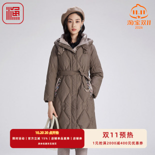 渔服饰羽绒服女款新款秋冬国潮绣花厚长款鸭羽绒外套FGGD5089