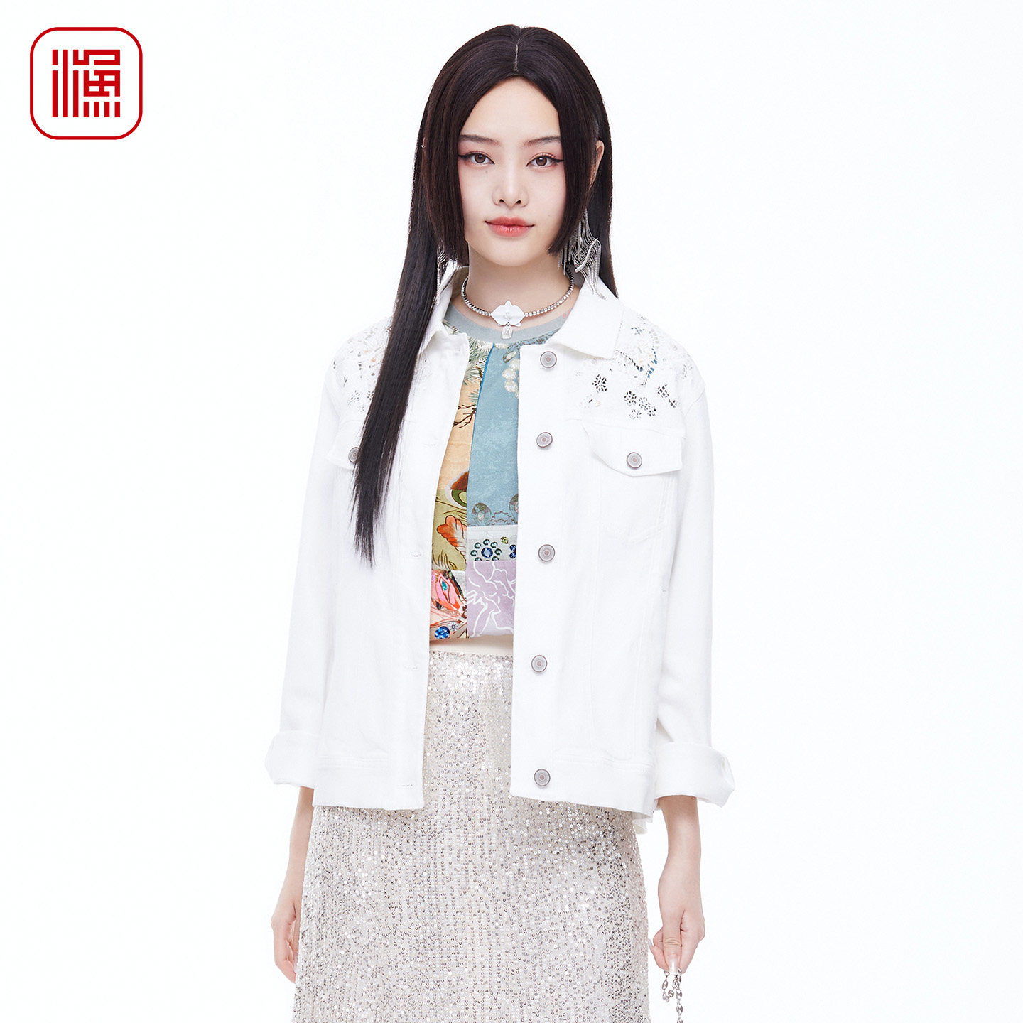 渔牌2026春装新款文艺牛仔外套女接刺绣显瘦百搭休闲上衣FGIA3022