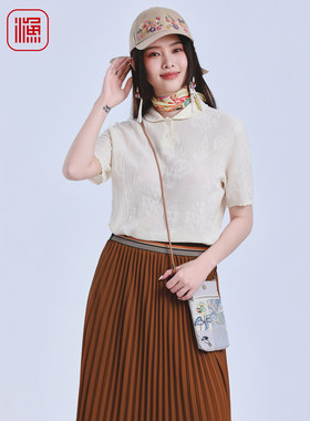 渔牌女装提花针织 Polo 衫2026夏季新款翻领短袖修身T 恤FGIB1016