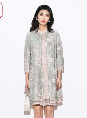 外套2021新款女中长款水溶绣定制网纱蕾丝风衣气质女神范FFNA3081