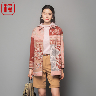 渔服饰毛呢外套女新款羊毛呢料大衣中长款休闲上衣女FGFD3221