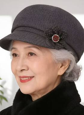 中老年春秋季帽子老人八角奶奶贝雷帽妈妈春秋布帽中老年人鸭舌帽