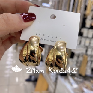 韩国进口金亚荣 陈书婷 同款精致金属网红圈圈耳环时尚洋气女耳饰