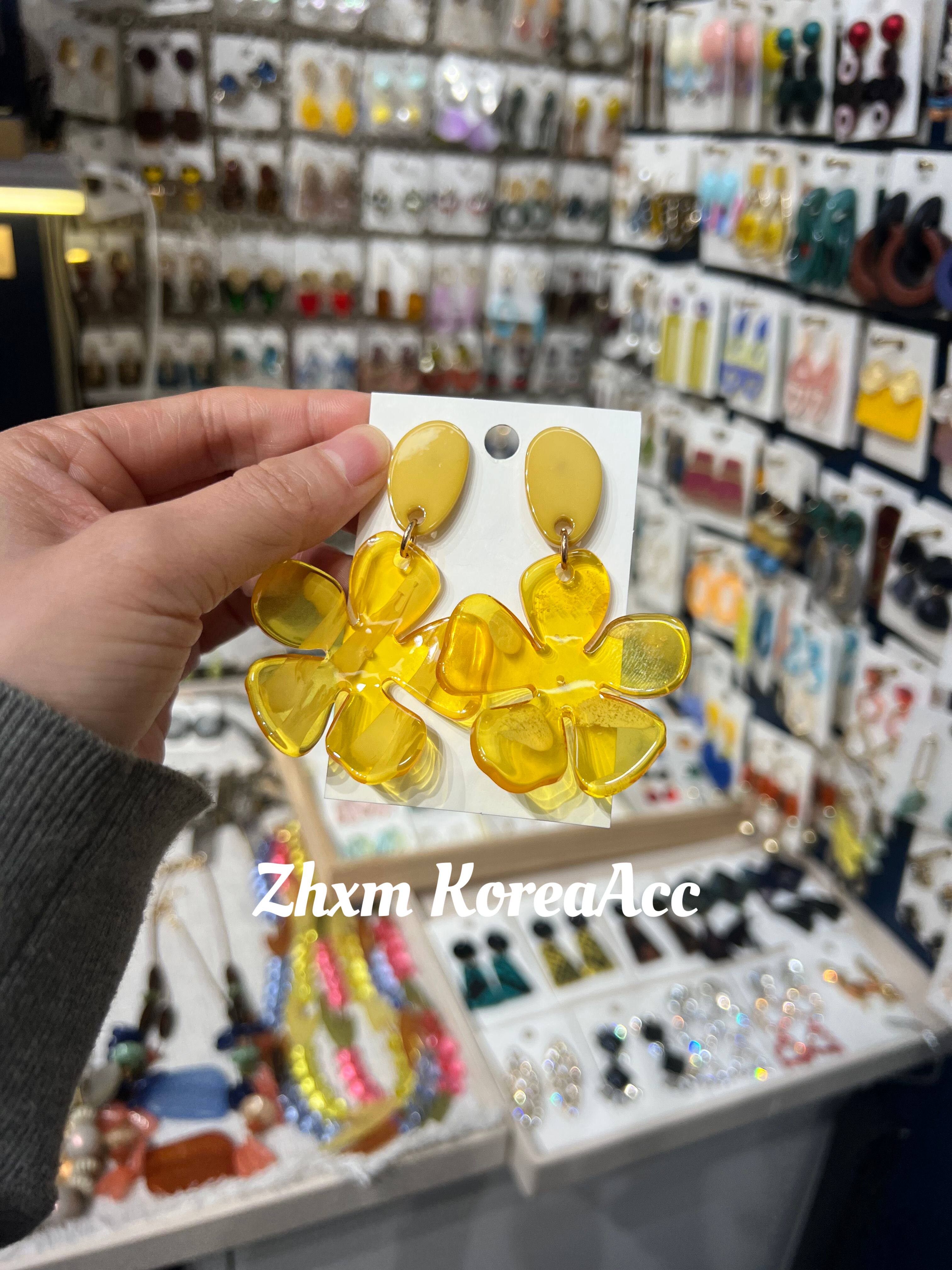 东大门花朵亚克力晕染小清新耳钉
