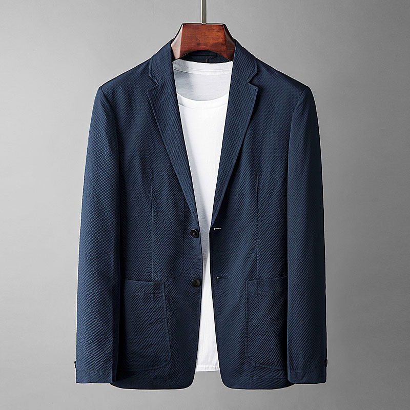 20春季新款质感颗粒面料男士薄款透气单排扣商务休闲西装便服外套