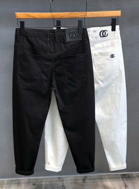 白色牛仔裤男夏季韩版潮流精神小伙休闲裤百搭修身网红小脚九分裤