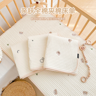 定制婴儿床单纯棉ins韩式绗缝新生宝宝床垫幼儿园儿童拼接床被单