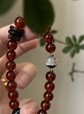 木火-天然紫锂辉紫水晶红幽灵绿檀木桃花生日礼物南红多圈石榴石