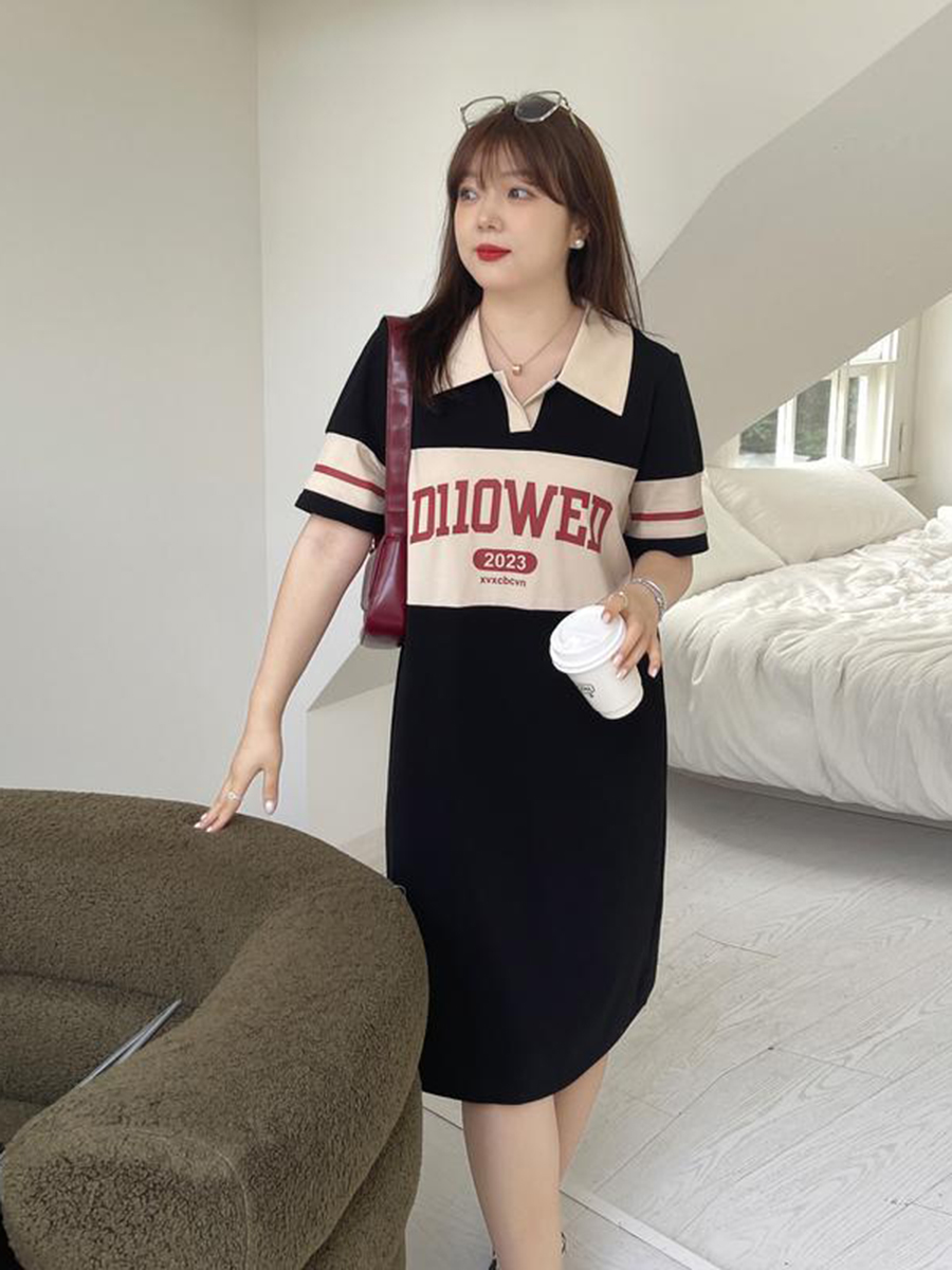 夏季气质减龄撞色拼接polo领裙子