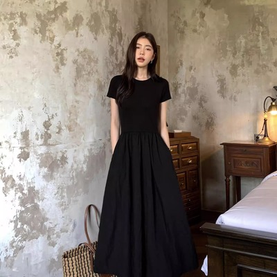 赫本风大码夏季显瘦长裙法式气质