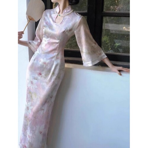 超绝清冷感显瘦旗袍裙女大码裙子