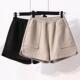 大码 300斤240毛呢短裤 女胖mm200斤高腰靴裤 秋季 外穿A字阔腿休闲裤