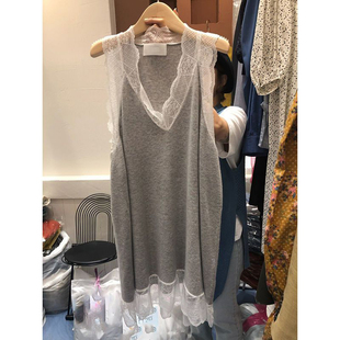 V领外穿吊带 背心胖妹妹特大码 2025年夏季 300斤气质女蕾丝拼接无袖