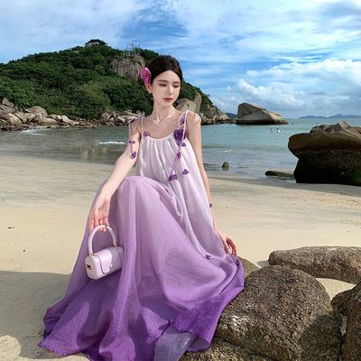 大码女装连衣裙花朵吊带裙子