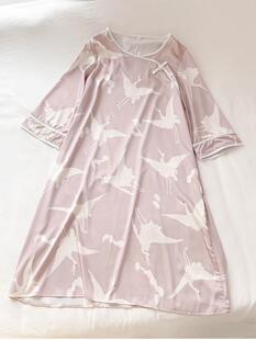 古风大码300斤胖mm中式旗袍睡裙女慵懒风夏季汉服中国风睡衣潮260