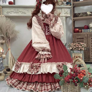 潮 300斤春秋Lolita超大码 女装 胖MM小红帽op连衣裙斗篷萝莉套装