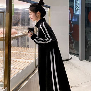 加大码卫衣裙中长款过膝春秋300斤新款韩版百搭宽松显瘦立领长袖