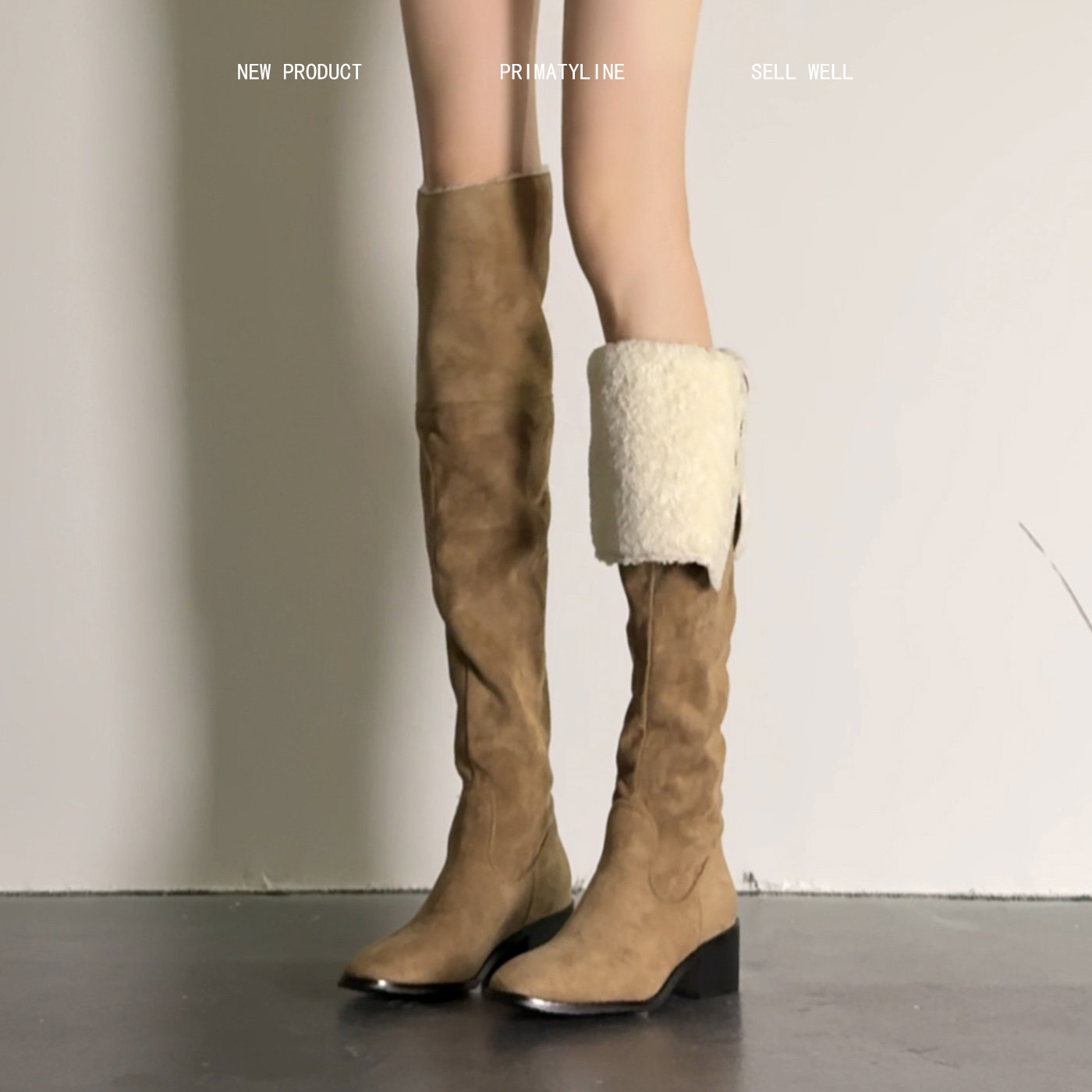 羊皮版复古翻折两穿骑士靴