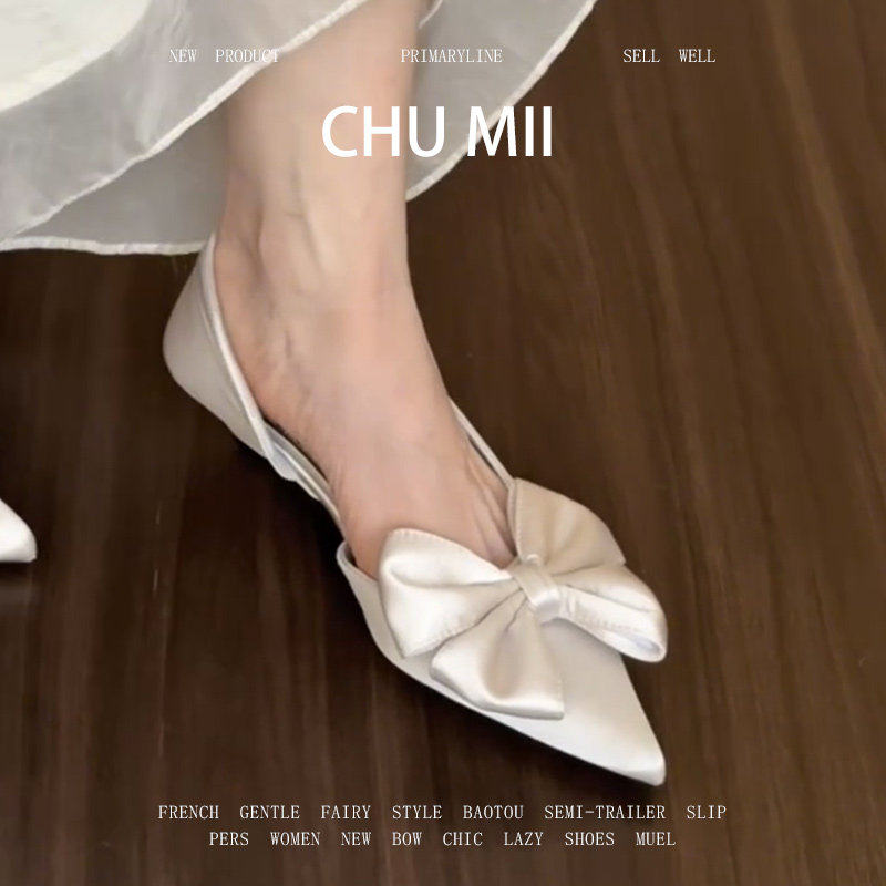 羊皮版！法式气质小猫跟单鞋女绝美蝴蝶结尖头高跟鞋软底包头凉鞋,女鞋,浅口单鞋,淘宝优惠券,粉丝福利购,淘宝优惠卷