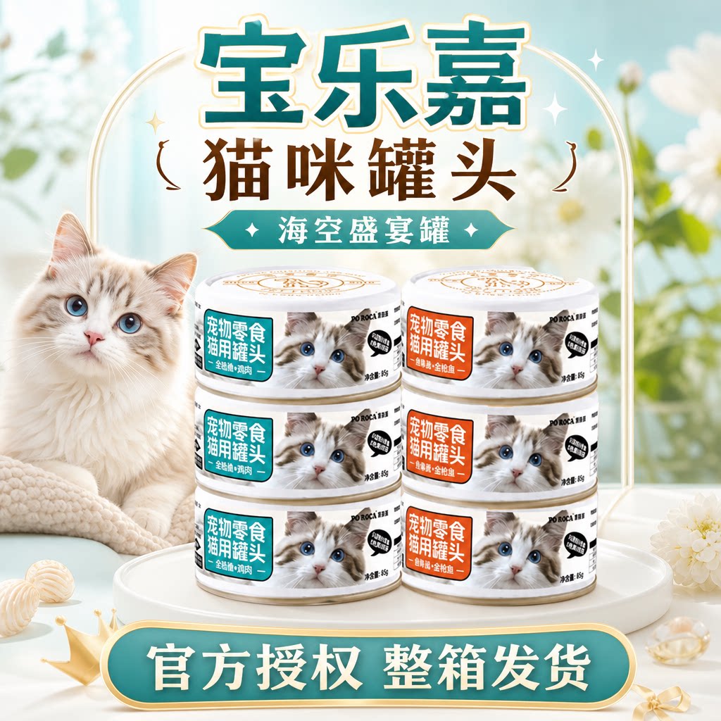宝乐嘉猫罐头白肉罐金枪鱼成幼猫用正品包邮24罐湿粮浓汤拌饭零食