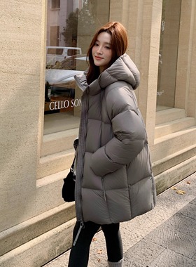 2025新款女白鸭绒羽绒服泡芙云朵中长款小个子超好看加厚冬装外套