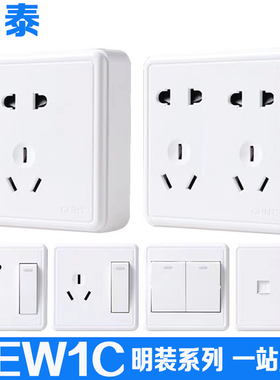 正泰一体明装开关插座NEW1C一二三四开关双开五孔10A三孔16A插座