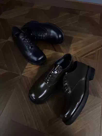 Aqua De Vida Italian made top layer leather, horse oil leather, inner square toe derby high rise leather shoes, retro British