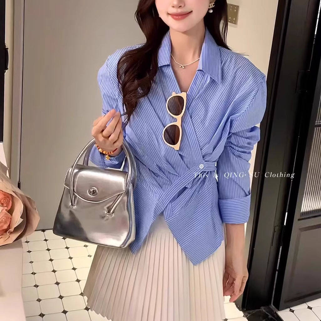 2025早春新款百搭收腰显瘦时尚高级设计感长袖衬衫小众女,女装/女士精品,衬衫,淘宝优惠券,粉丝福利购,淘宝优惠卷