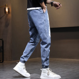 牛仔裤男宽松2021潮牌工装韩版潮流休闲束脚哈伦长裤男，男装牛仔裤，星座1006