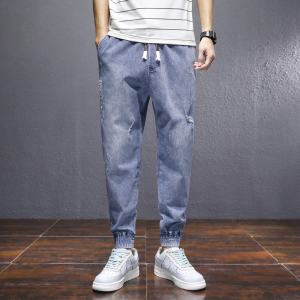 宽松牛仔裤男2021春季季韩版潮流哈伦潮牌工装束脚长裤K3307-P58