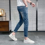 21春季潮男青年牛仔裤修身弹力休闲小脚九分牛仔裤男K312-P50，男装牛仔裤，星座1006