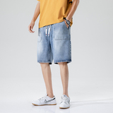 夏季白墙港风水洗宽松五分工装牛仔裤潮男休闲牛仔短裤D5018-P43，男装牛仔裤，星座1006