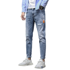 春夏季潮男青少年牛仔裤修身弹力休闲小脚九分牛仔裤男K322-P50图片