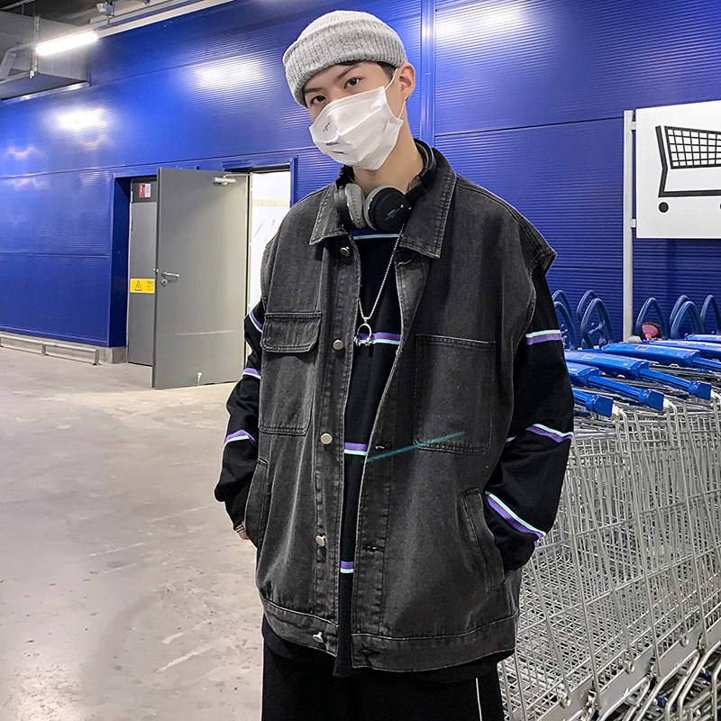 21港风春季新款牛仔马甲男宽松痞帅个性ins潮流复古大口袋M03-P48,男装夹克,星座1006